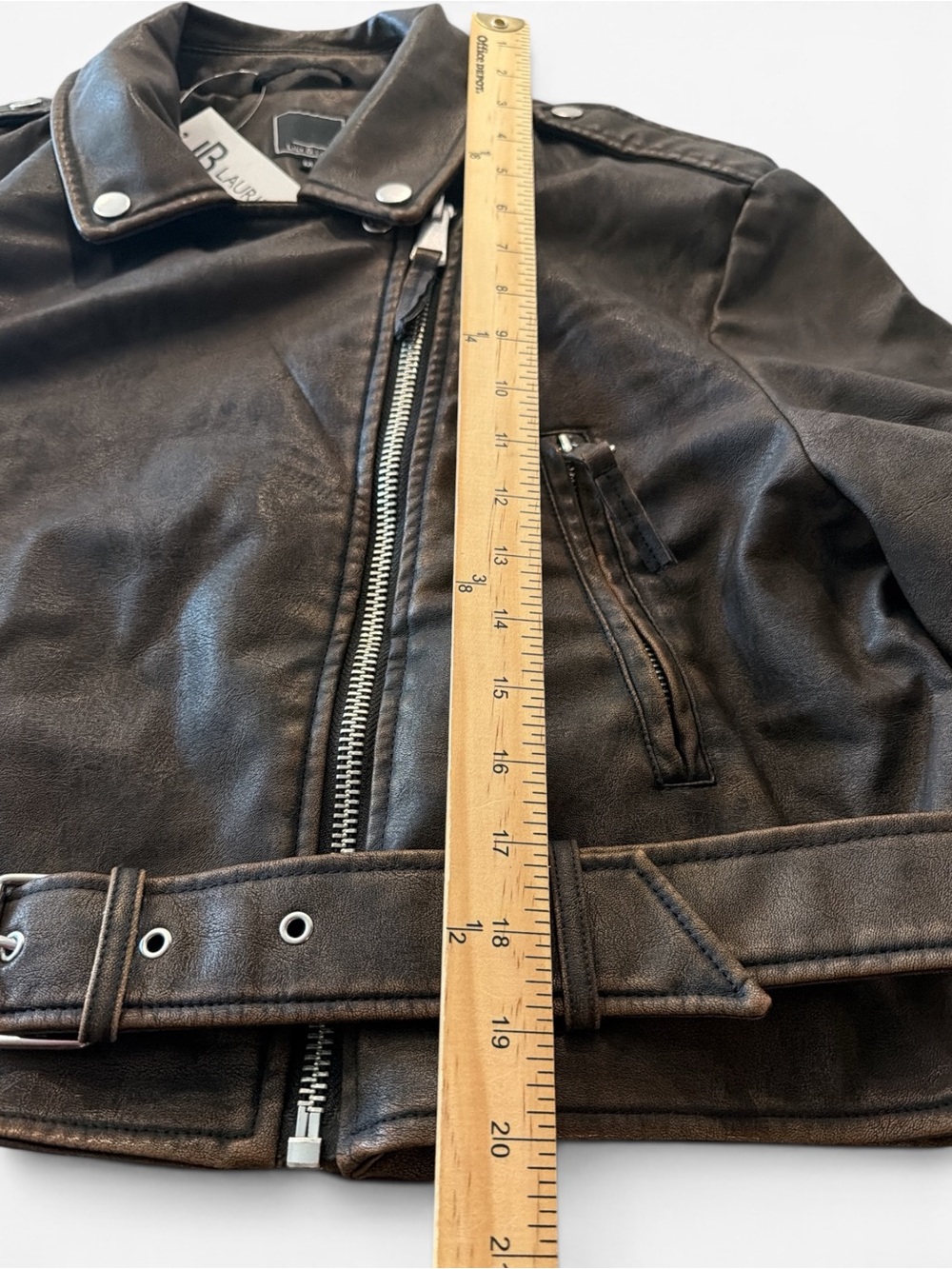 Lily & Lottie Akira Moto Jacket Size Medium Brown Asymmetrical Zip Front NEW - Picture 12 of 13